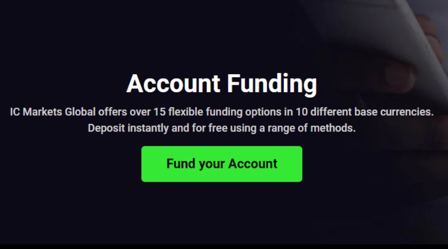 IC Markets Account funding infographic on finance magnates directory