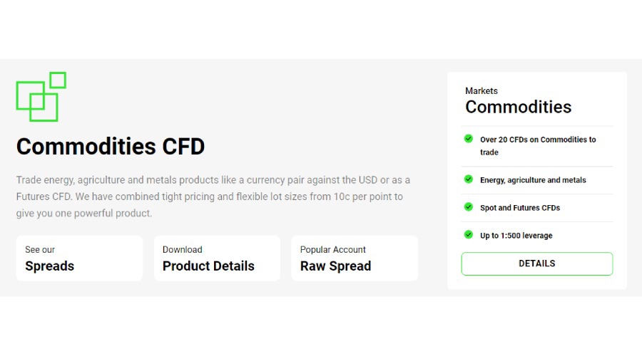 IC Markets Commodities CFD Features Infographic on Finance magnates directory