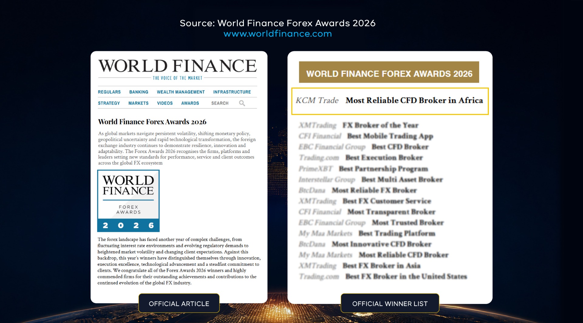 KCM Trade Wolrd Finance Award