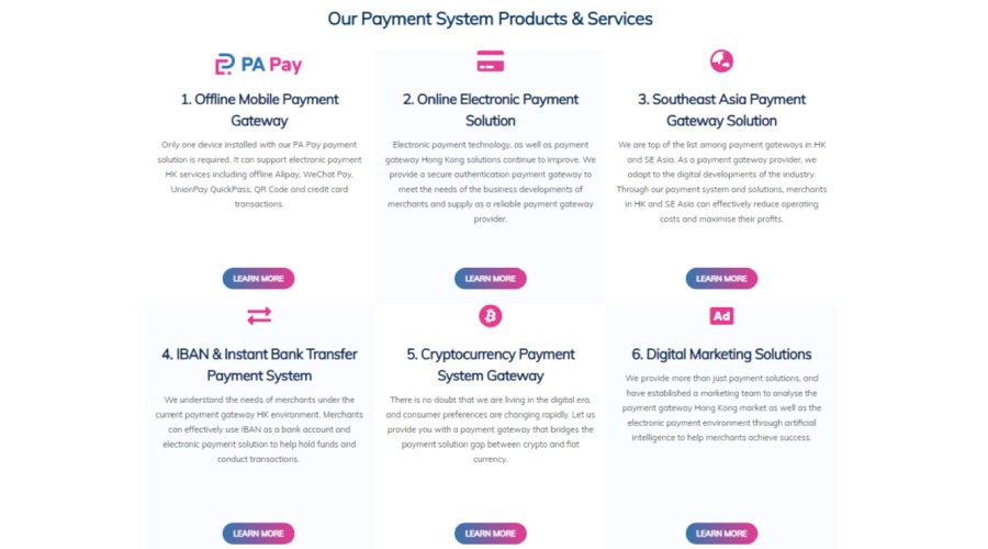 Payent asia Products & Services screenschot