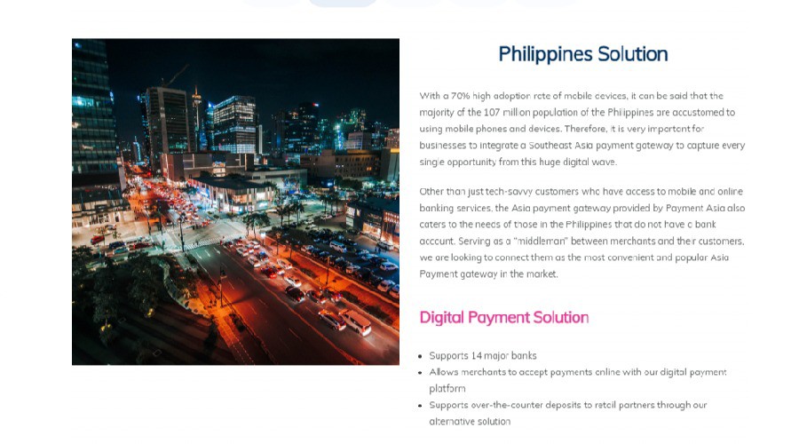 Payment asia Philippines Solution screenshot
