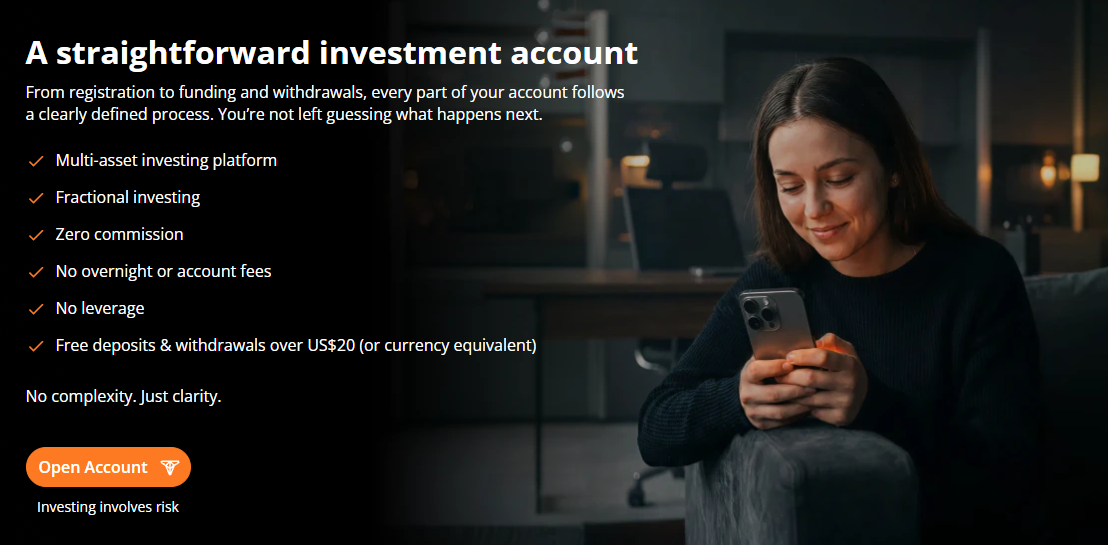 TIOmarkets Investment Account for longer-term, non-leveraged market exposure
